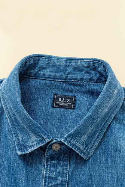 Rats 9oz Denim Work Shirt - Indigo - Rats - URAHARA