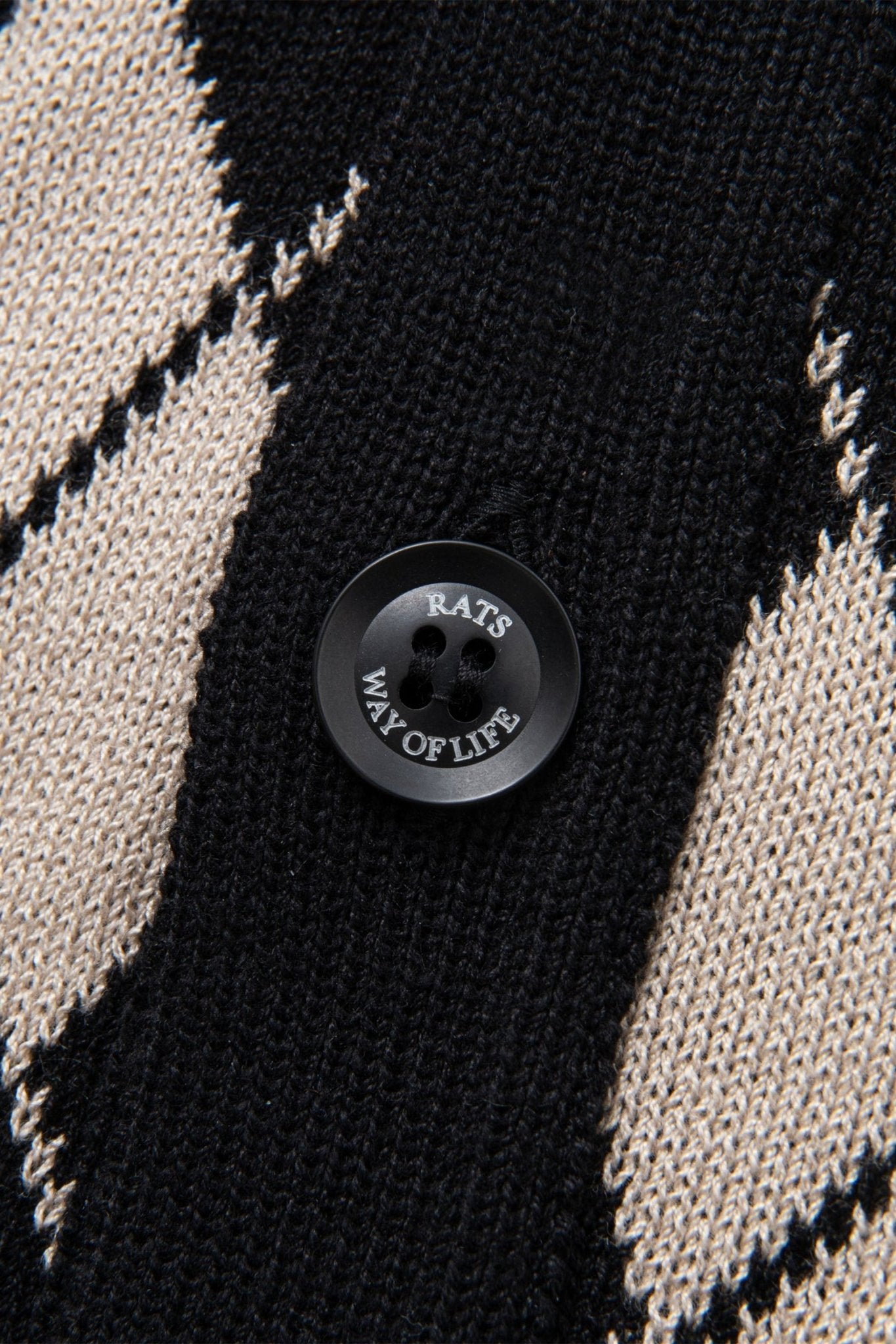 Rats Argyle Knit Cardigan - Black -Rats - URAHARA