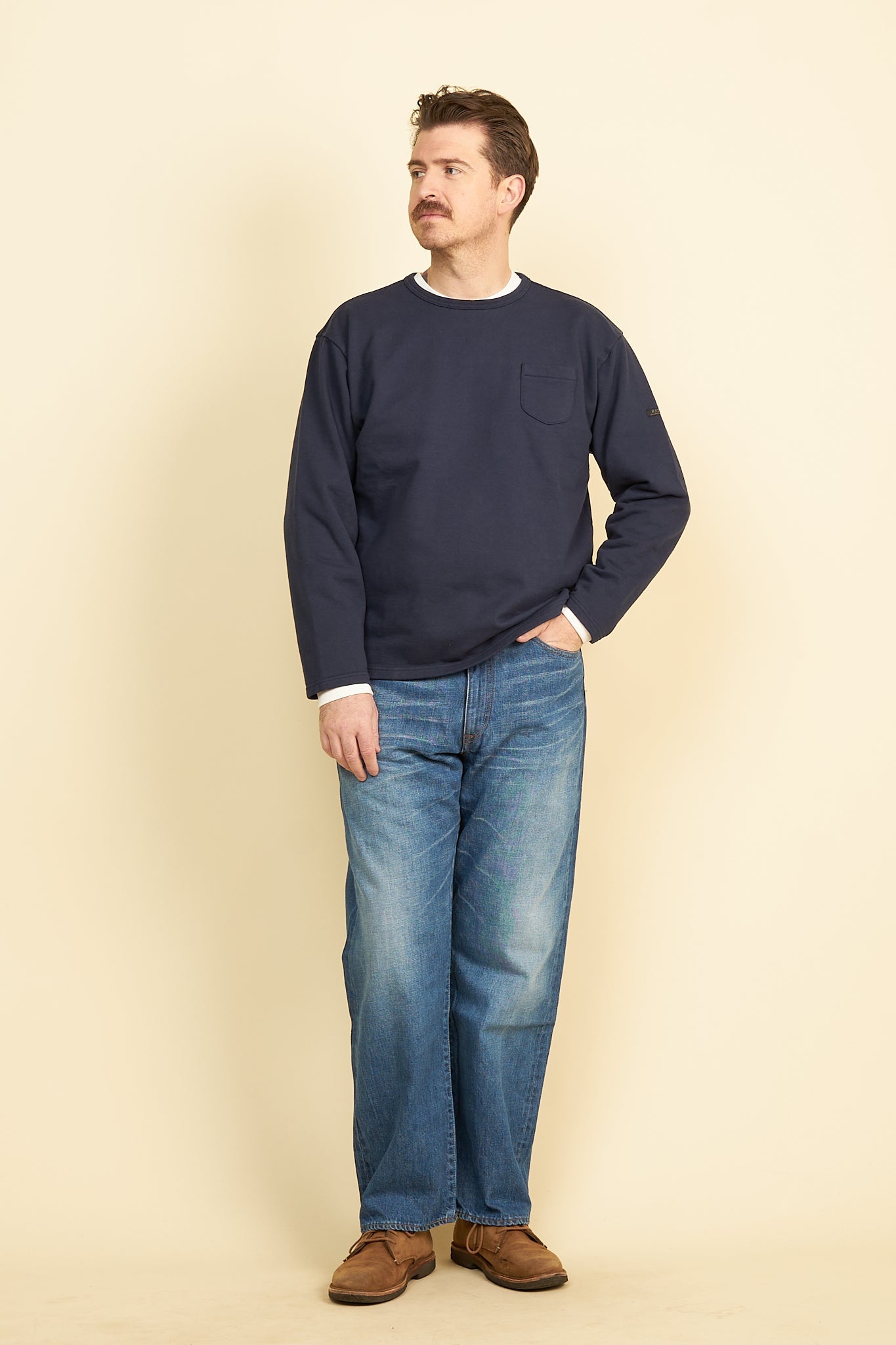 Rats Boat Neck Sweatshirt - Navy -Rats - URAHARA