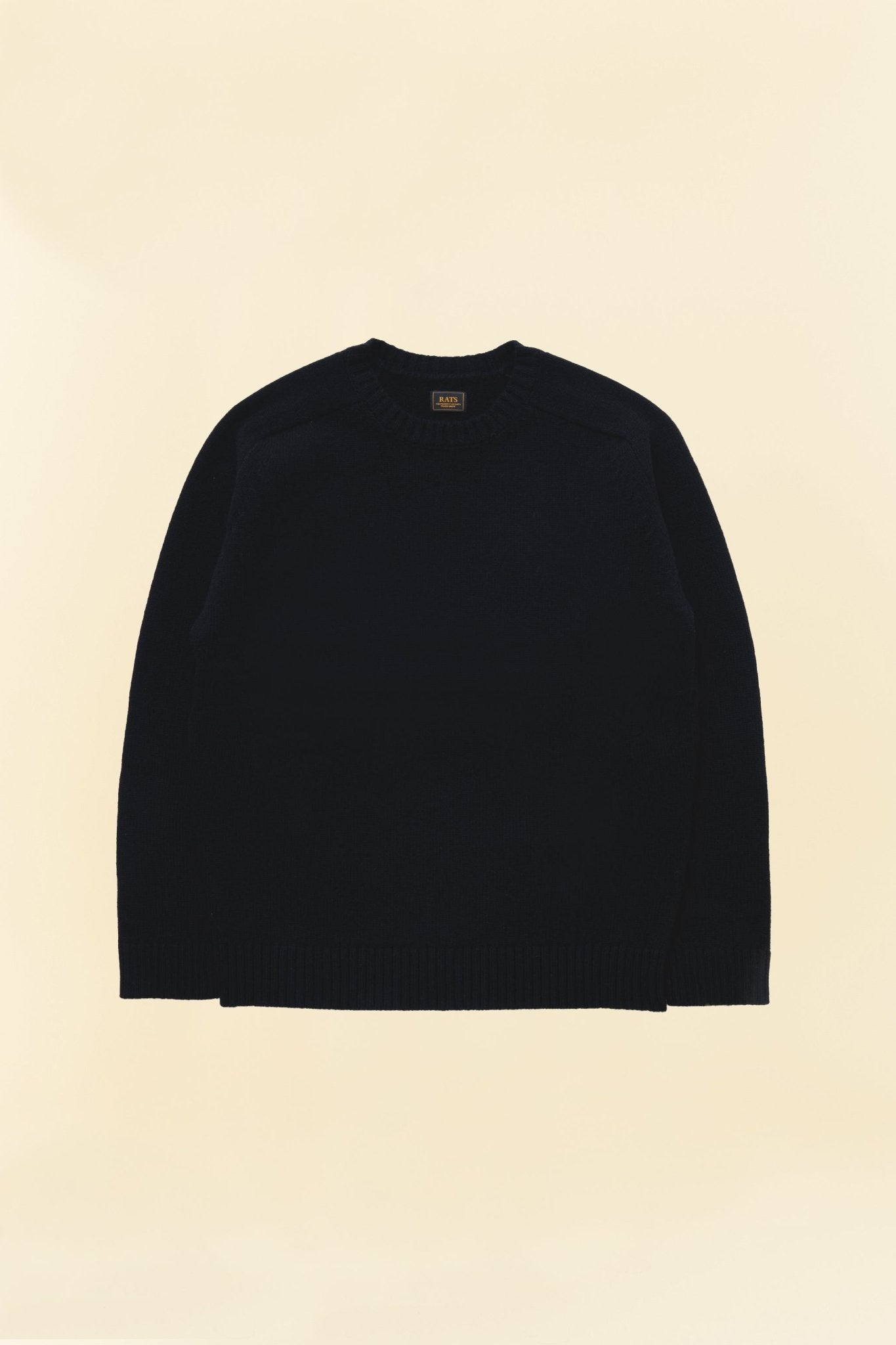 Rats Wool Cashmere Crew Neck Knit - Black -Rats - URAHARA