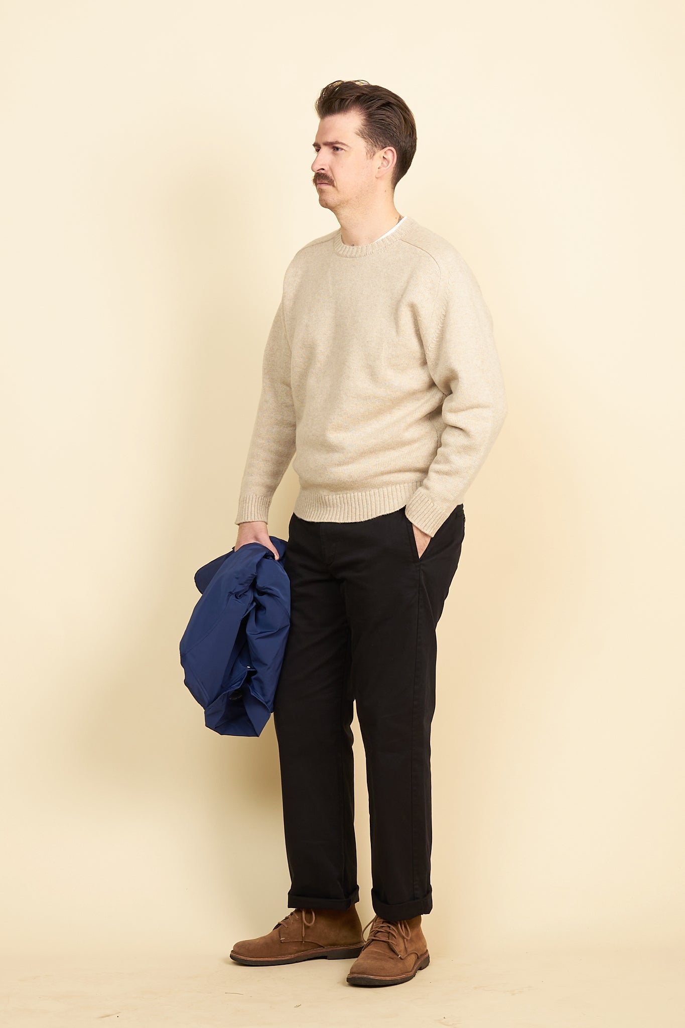 Rats Wool Cashmere Crew Neck Knit - Ecru - Rats - URAHARA