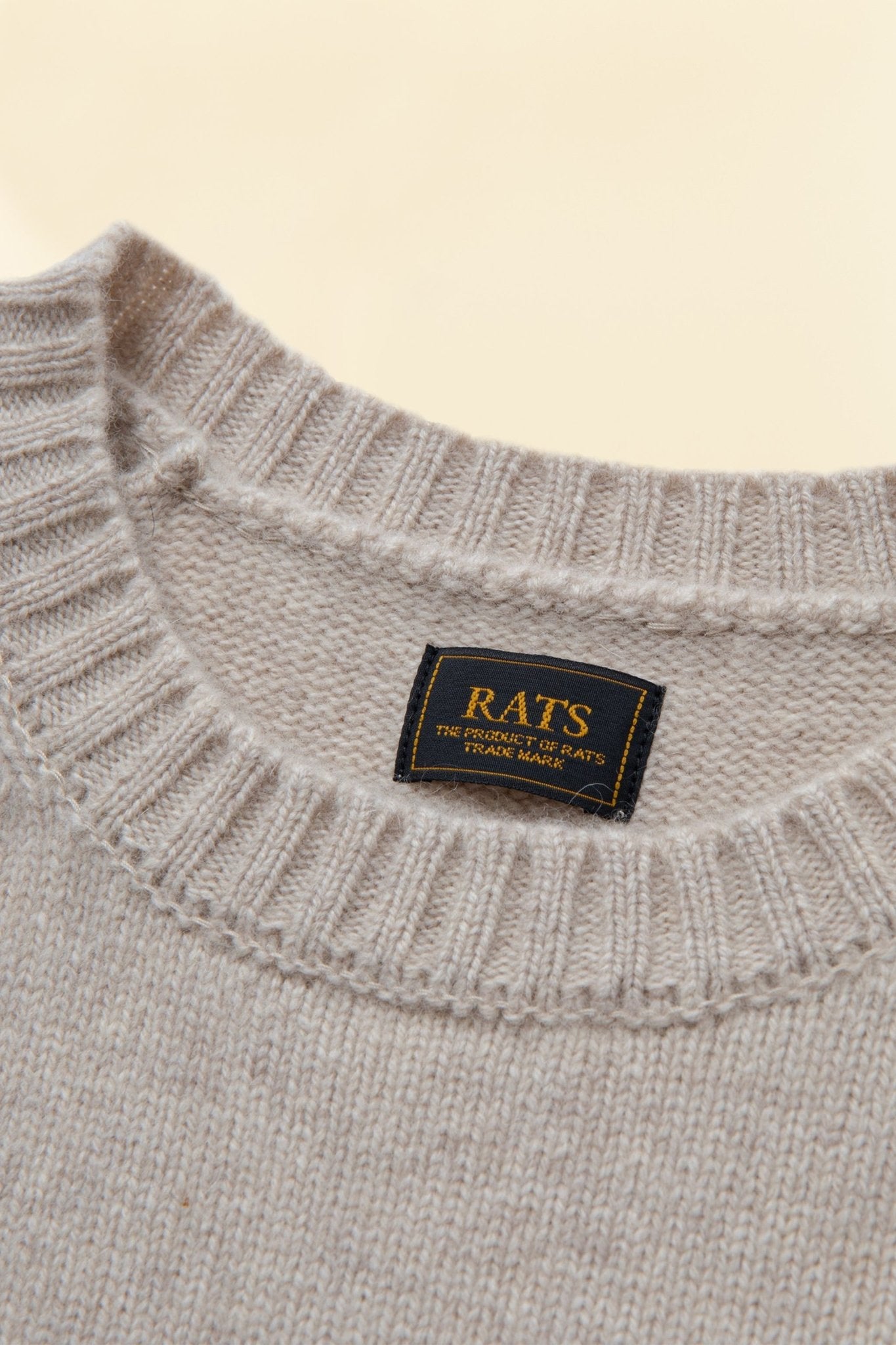 Rats Wool Cashmere Crew Neck Knit - Ecru -Rats - URAHARA