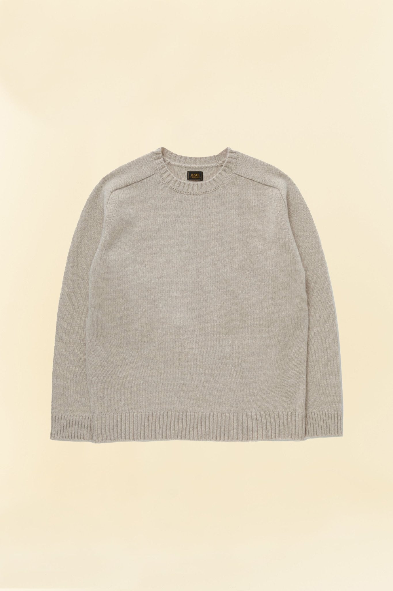 Rats Wool Cashmere Crew Neck Knit - Ecru -Rats - URAHARA