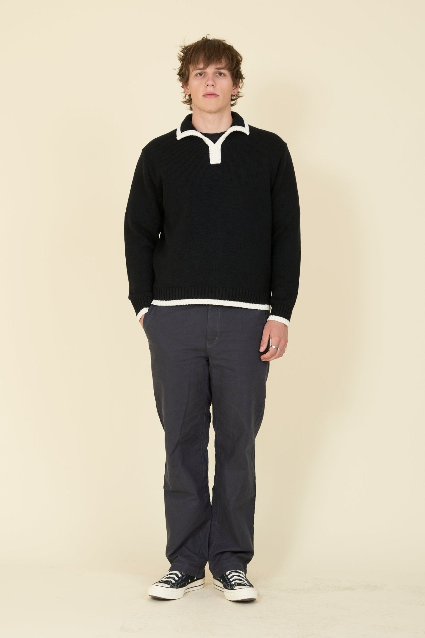 Rats Wool Cashmere Pullover Knit - Black - Rats - URAHARA