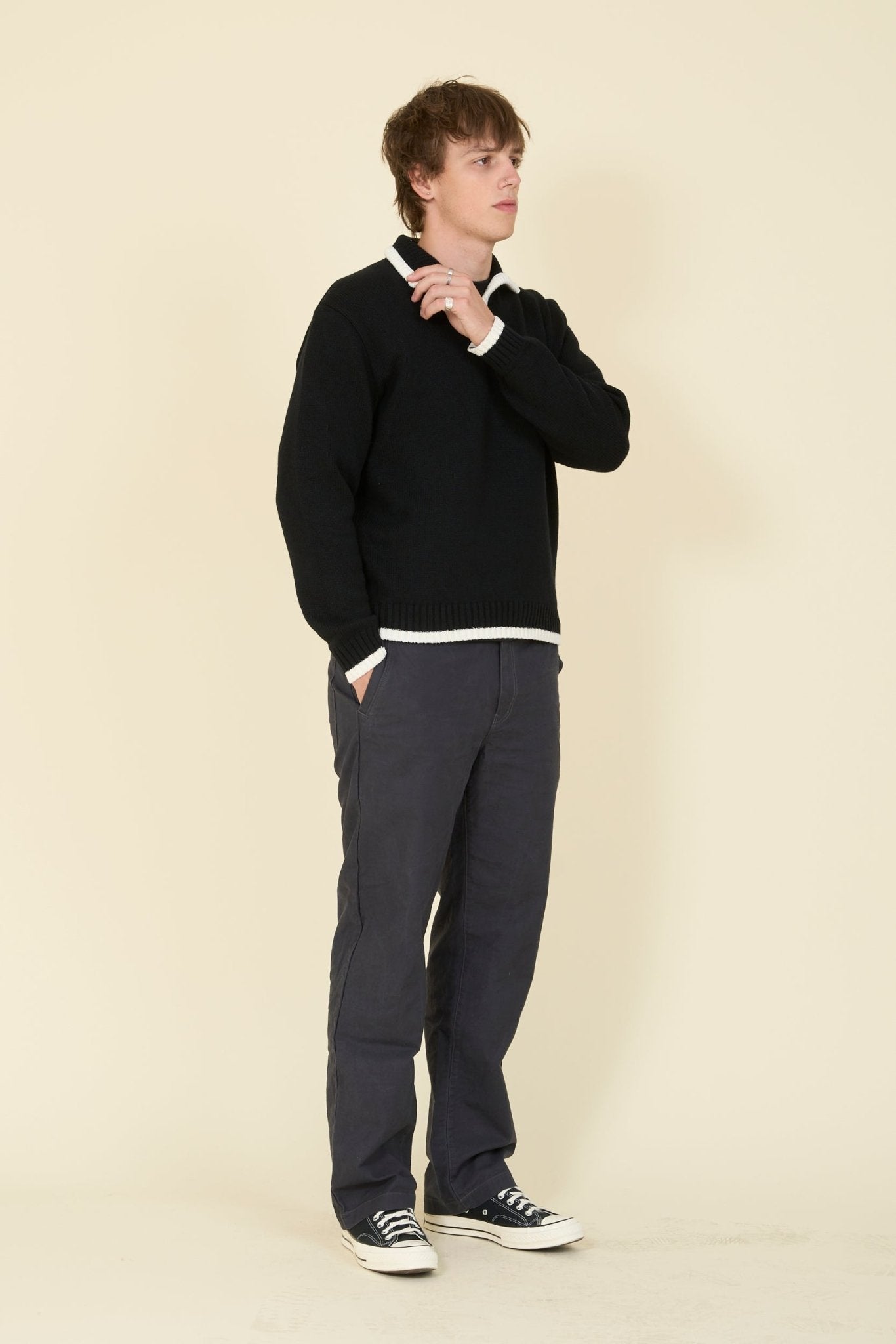 Rats Wool Cashmere Pullover Knit - Black - Rats - URAHARA