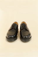 Solovair Gibson Hi-Shine Black Leather Shoes – classic English-made oxford style, front view showing laces and goodyear welt
