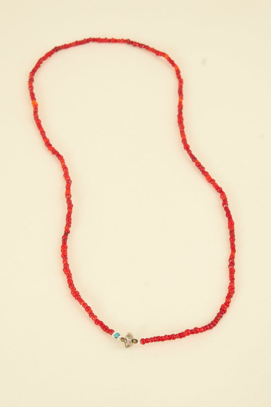 Sunku White Heart Necklace & Bracelet - Red