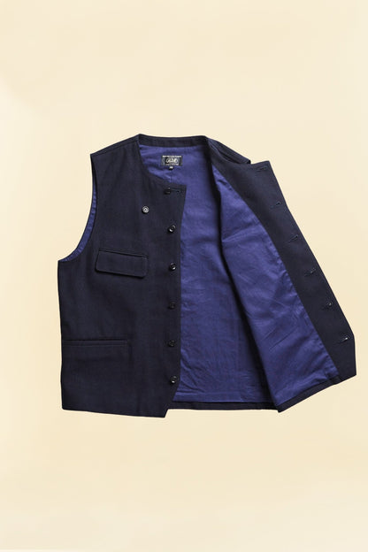 Addict Clothes ACVM Herringbone Vest - Navy -Addict Clothes - URAHARA