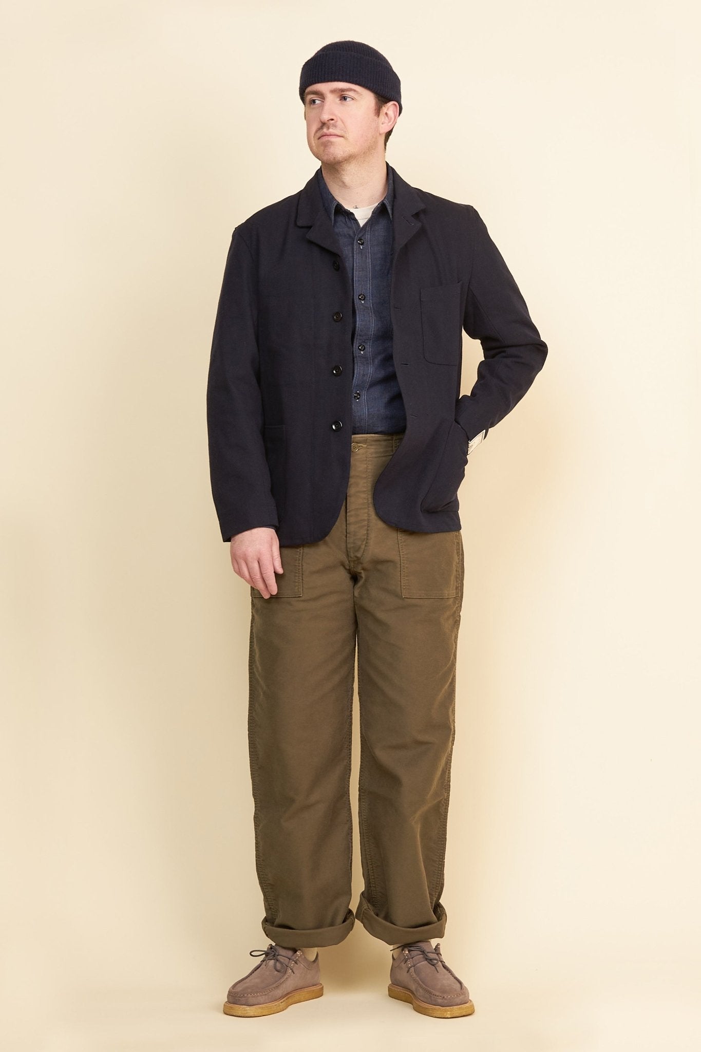 Addict Clothes ACVM Herringbone Work Jacket - Navy -Addict Clothes - URAHARA