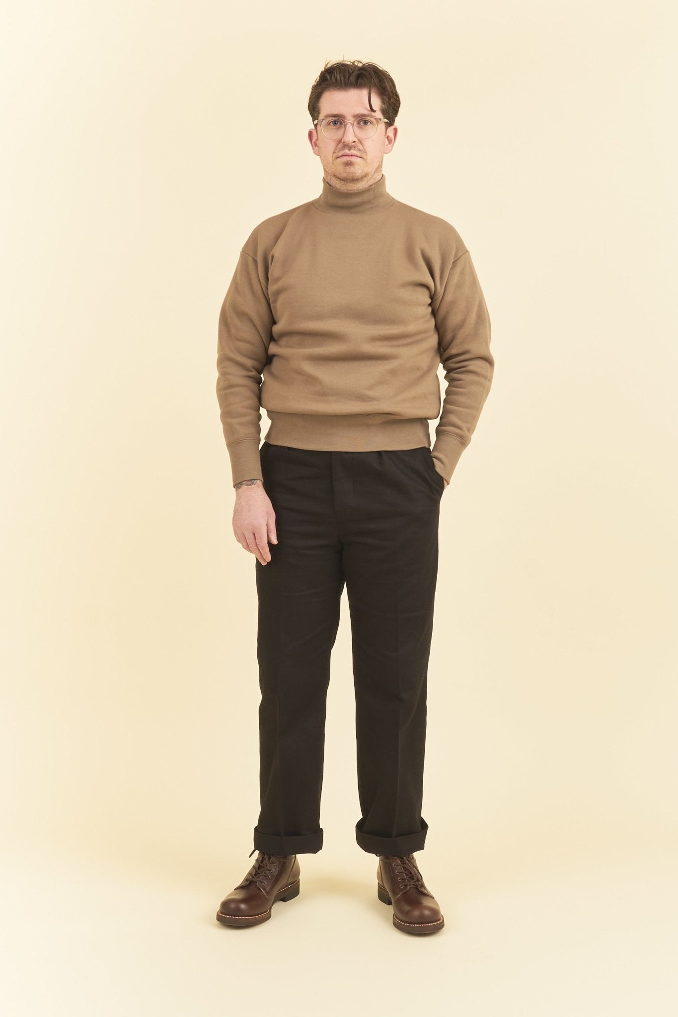 Addict Clothes ACVM Mockneck Sweatshirt - Sand -Addict Clothes - URAHARA