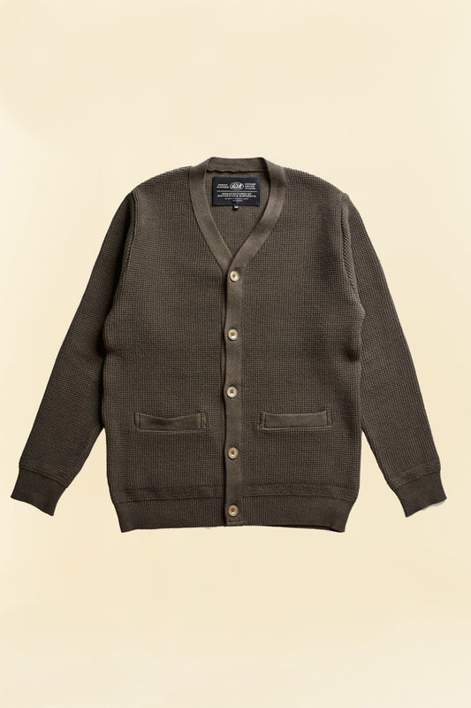 Addict Clothes ACVM Waffle Cotton Knit Cardigan - Army Green -Addict Clothes - URAHARA