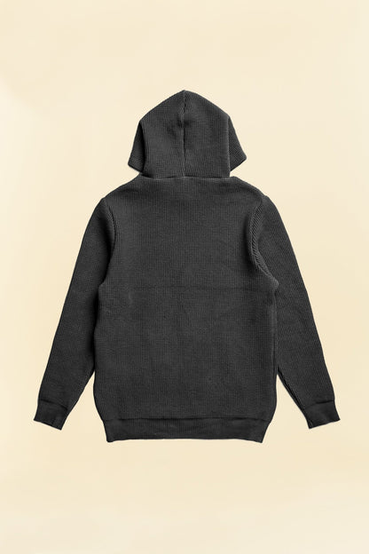 Addict Clothes ACVM Waffle Cotton Knit Hoodie - Black -Addict Clothes - URAHARA