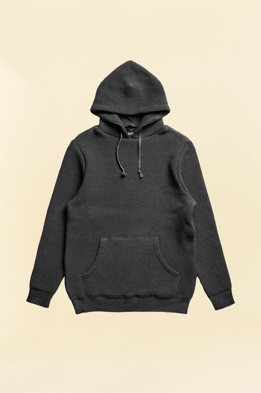 Addict Clothes ACVM Waffle Cotton Knit Hoodie - Black -Addict Clothes - URAHARA