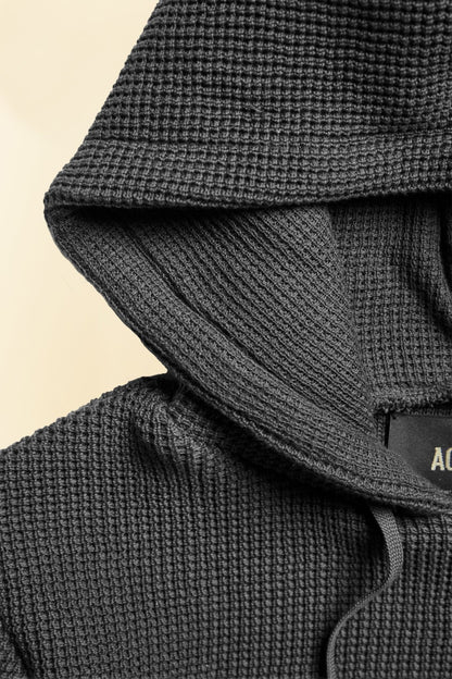 Addict Clothes ACVM Waffle Cotton Knit Hoodie - Black -Addict Clothes - URAHARA