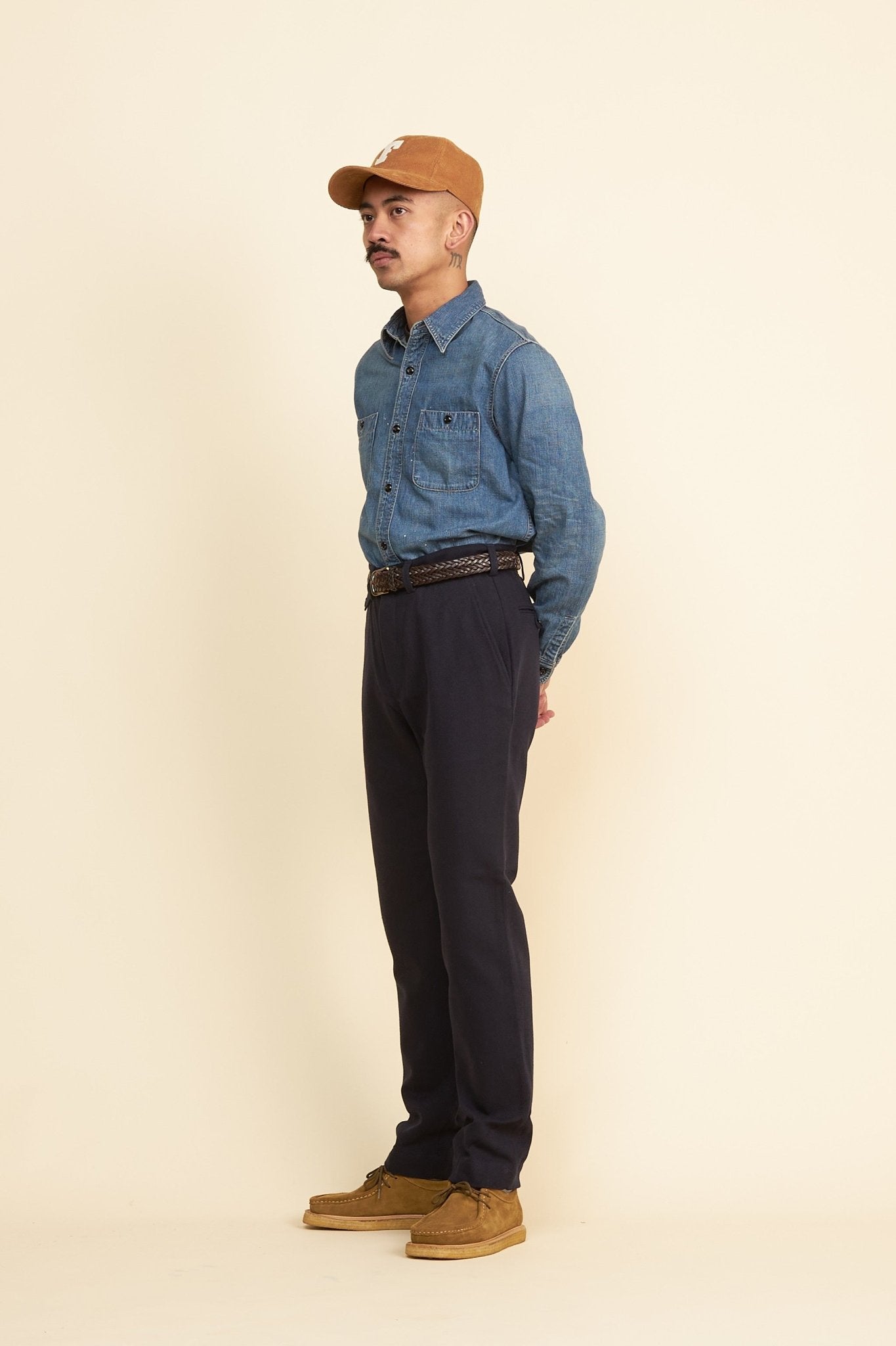 Addict Clothes Herringbone Trousers - Navy -Addict Clothes - URAHARA