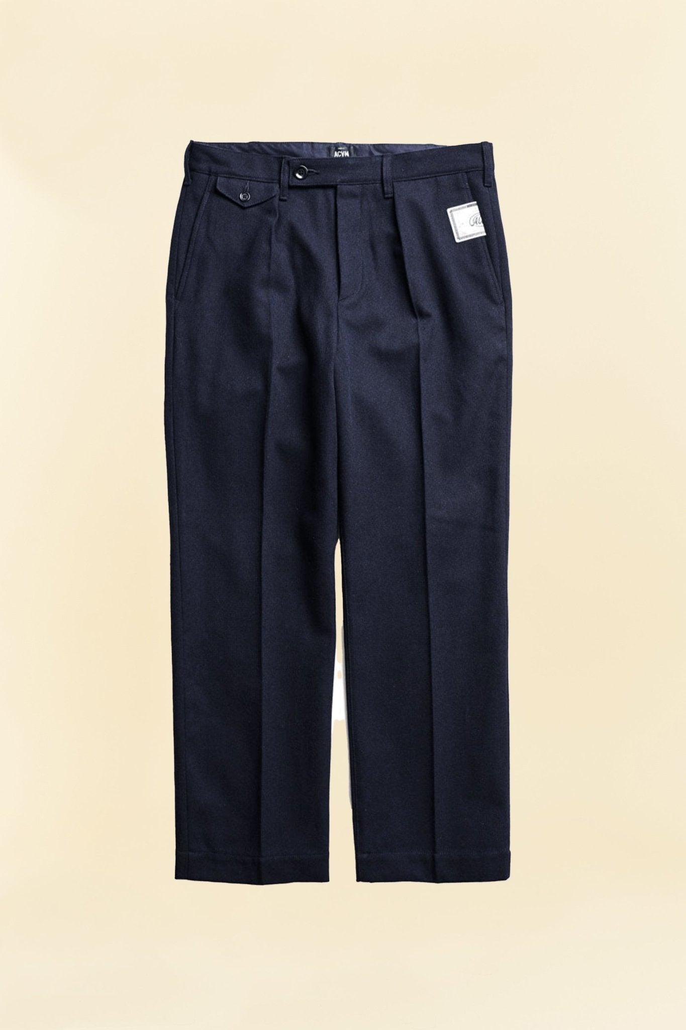 Addict Clothes Single Pleated Herringbone Army Trousers - Navy -Addict Clothes - URAHARA