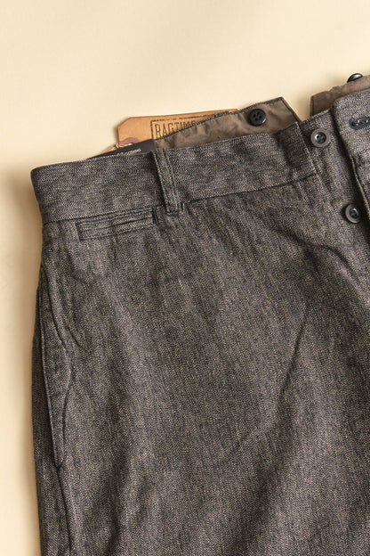 Belafonte Hi Back Trouser Herringbone Cotton / Linen - Smoky Salt 'N' Pepper -Belafonte - URAHARA