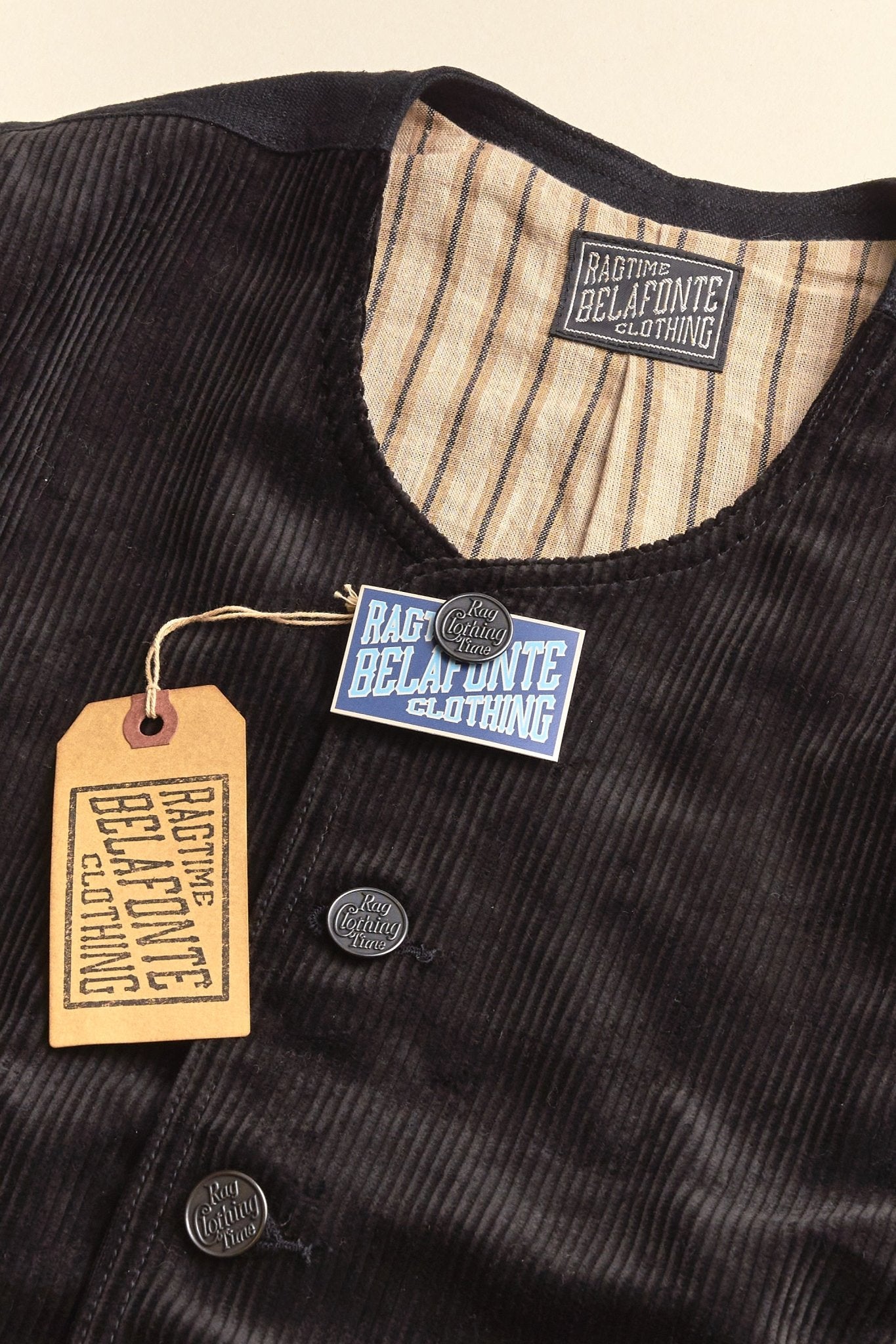 Belafonte Ragtime Civilian Deck Vest Corduroy - Black -Belafonte - URAHARA