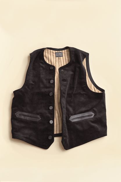 Belafonte Ragtime Civilian Deck Vest Corduroy - Black -Belafonte - URAHARA