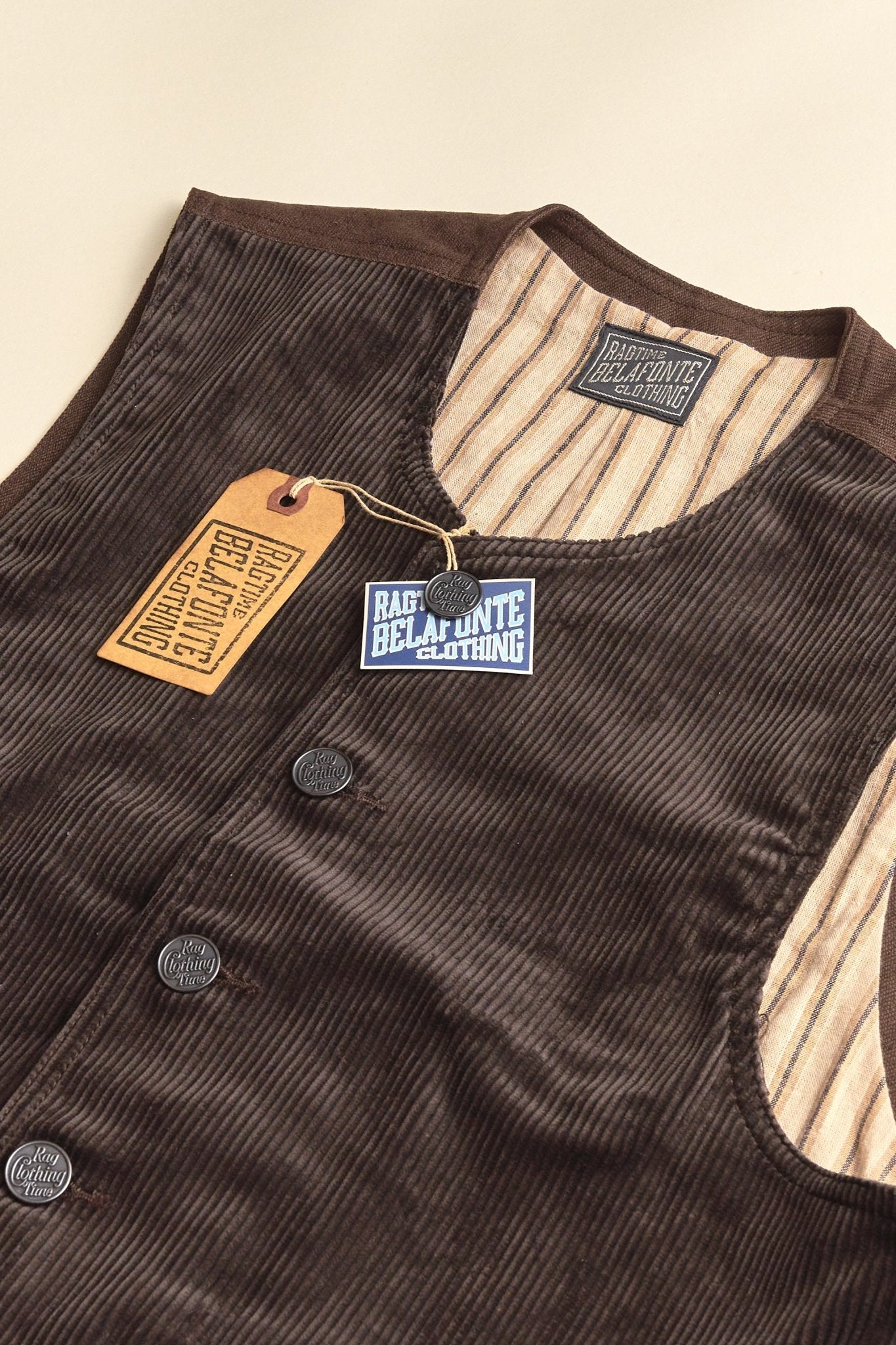 Belafonte Ragtime Civilian Deck Vest Corduroy - Brown -Belafonte - URAHARA