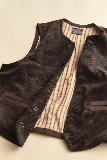 Belafonte Ragtime Civilian Deck Vest Corduroy - Brown -Belafonte - URAHARA