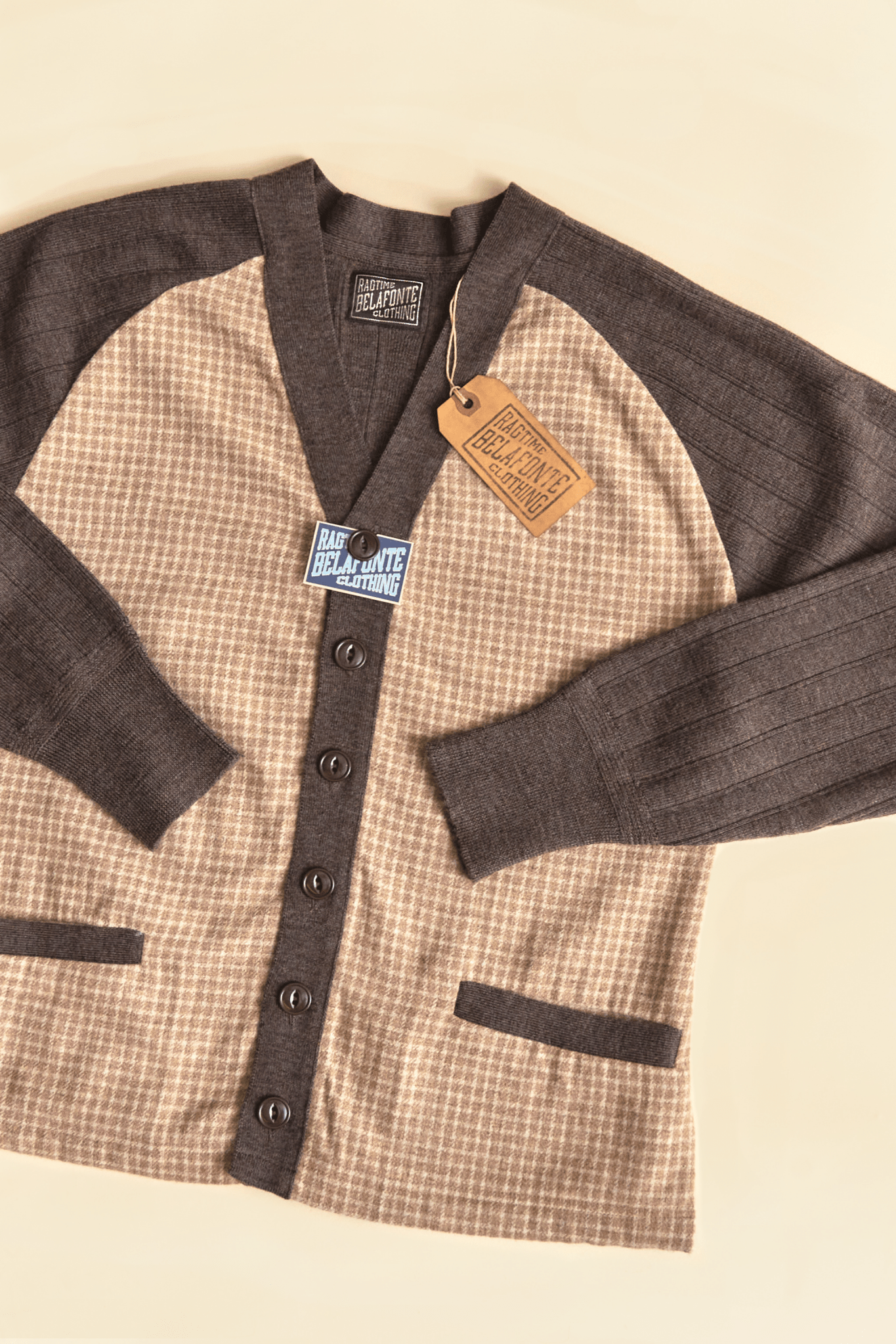 Belafonte Ragtime Panel Cardigan - Smoky Brown -Belafonte - URAHARA