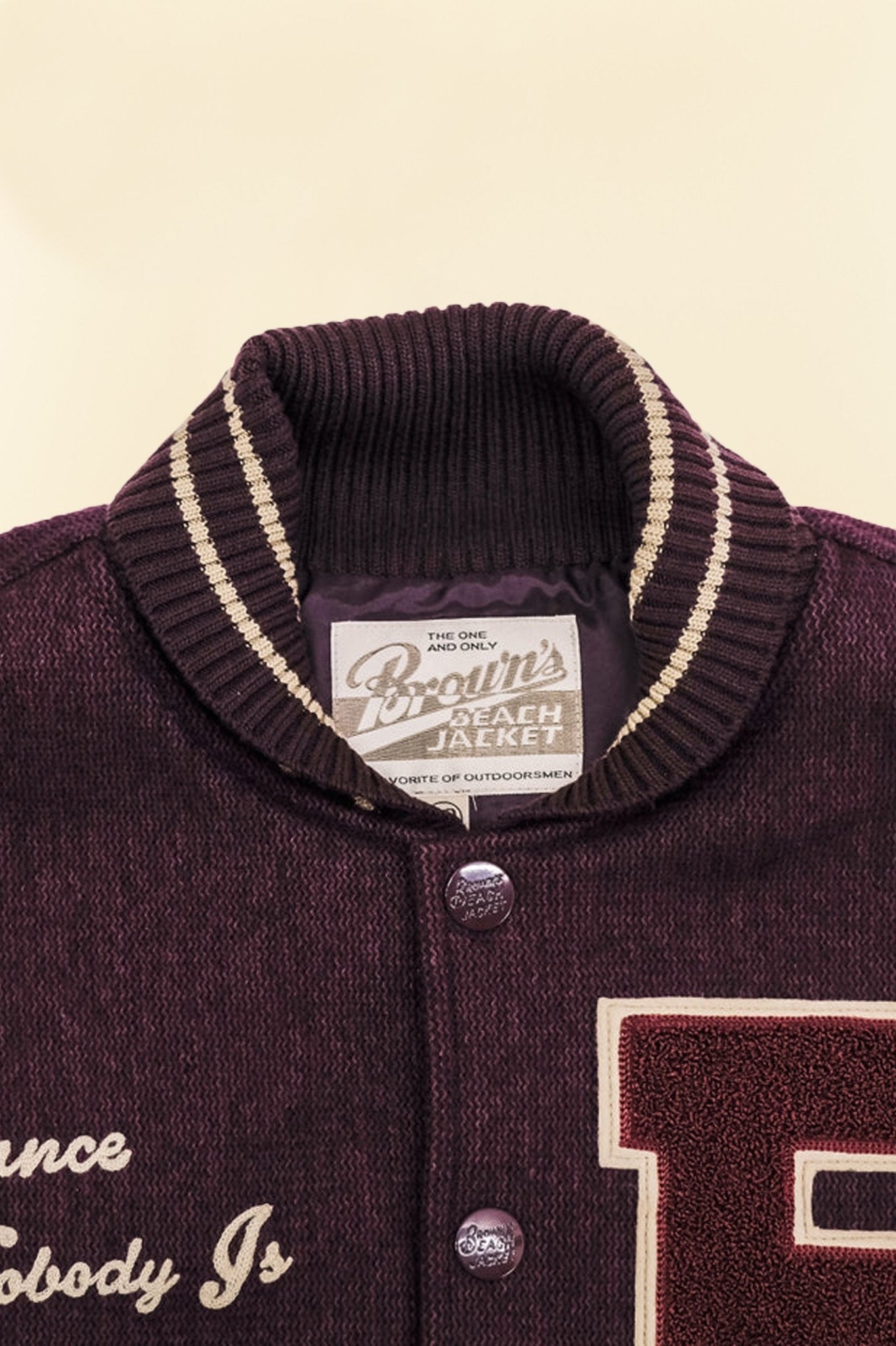 Brown's Beach Varsity Jacket - Burgundy -Brown's Beach - URAHARA