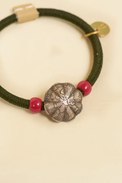 Button Works Mercury Dime Concho Bracelet Gum - Olive & Red -Button Works - URAHARA