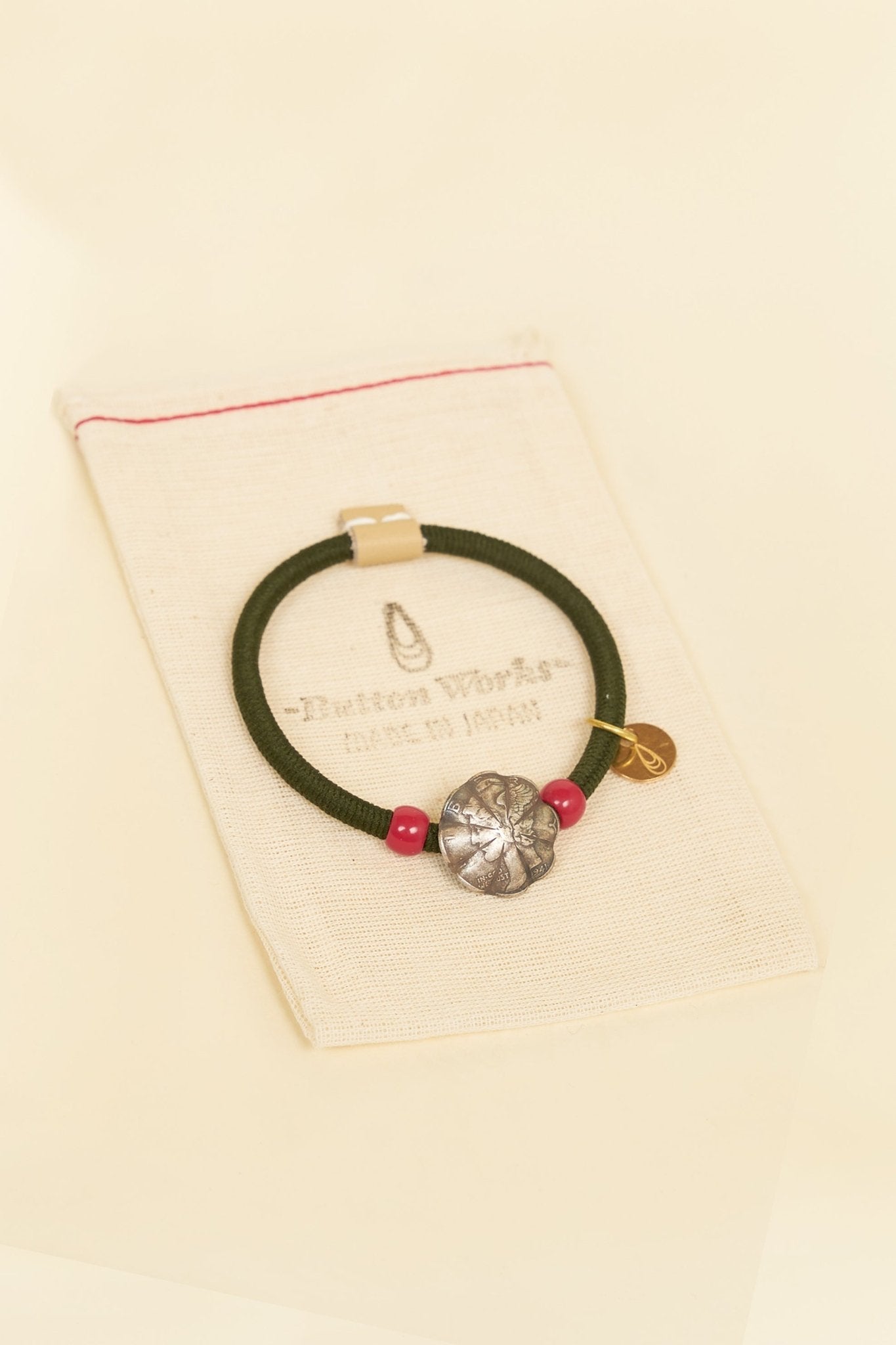 Button Works Mercury Dime Concho Bracelet Gum - Olive & Red -Button Works - URAHARA