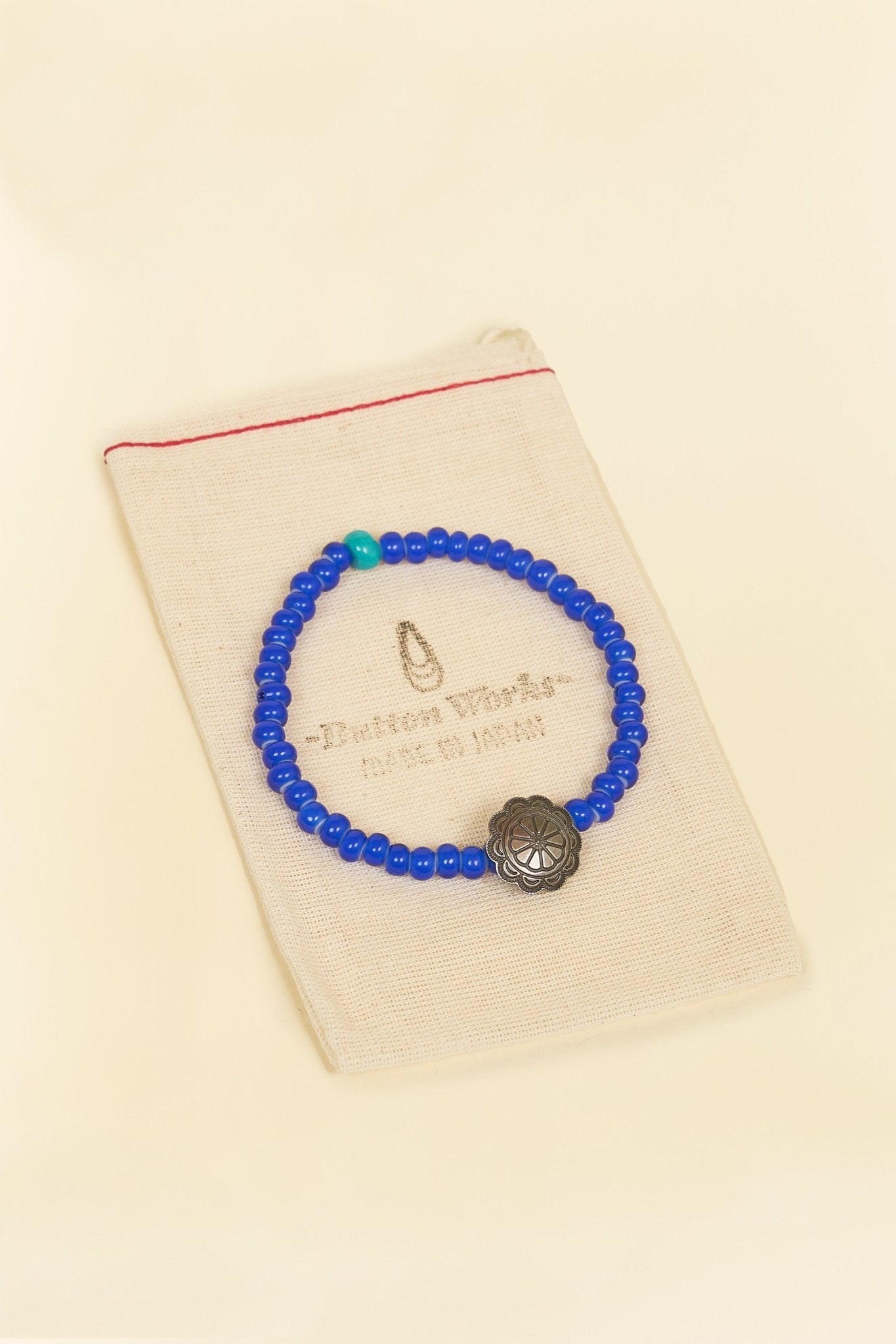 Button Works White Hearts Concho Bracelet No 2. - Blue -Button Works - URAHARA