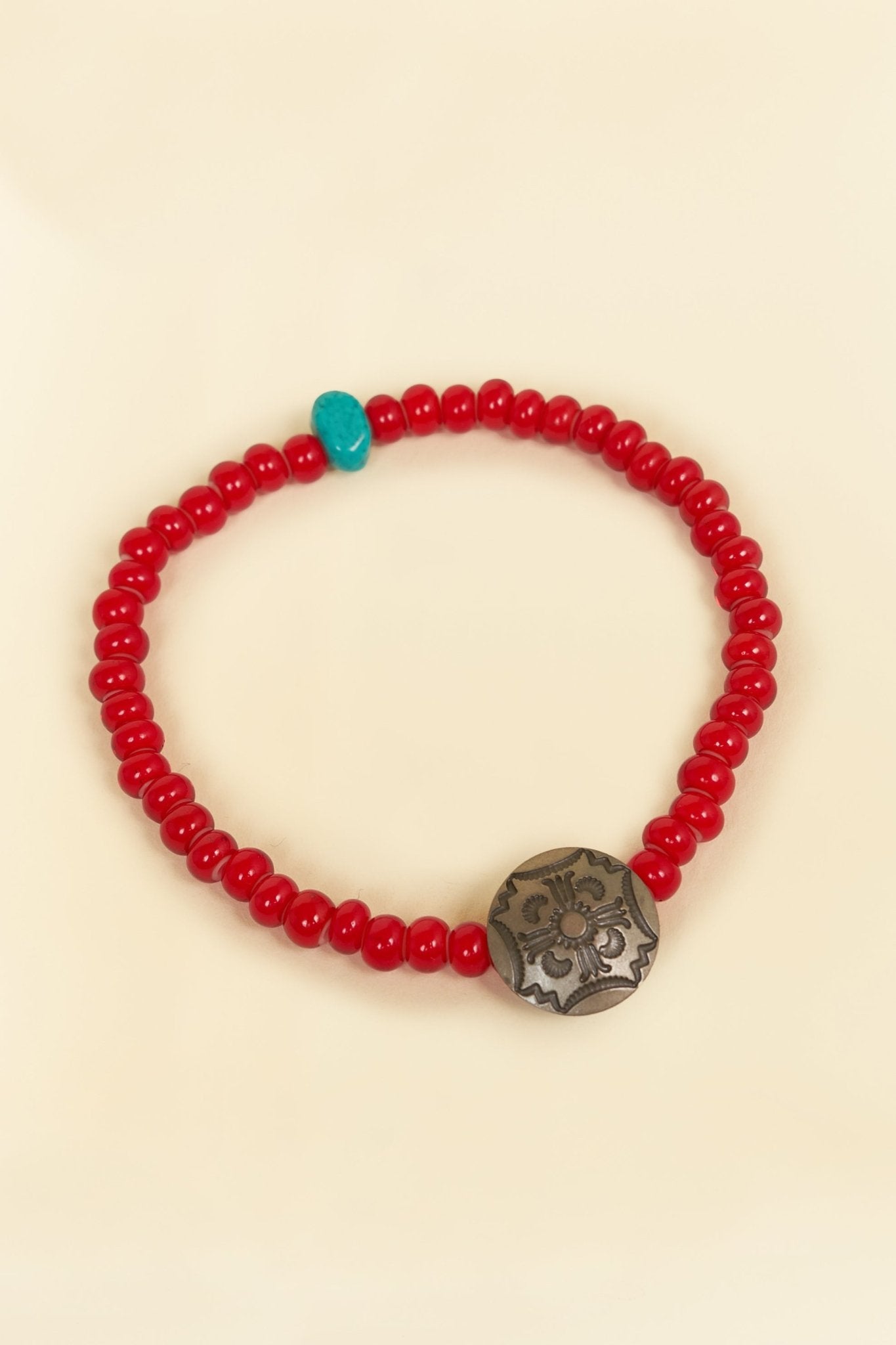 Button Works White Hearts Concho Bracelet No 3. - Red -Button Works - URAHARA