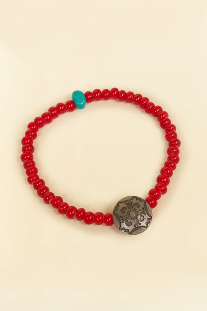 Button Works White Hearts Concho Bracelet No 3. - Red -Button Works - URAHARA