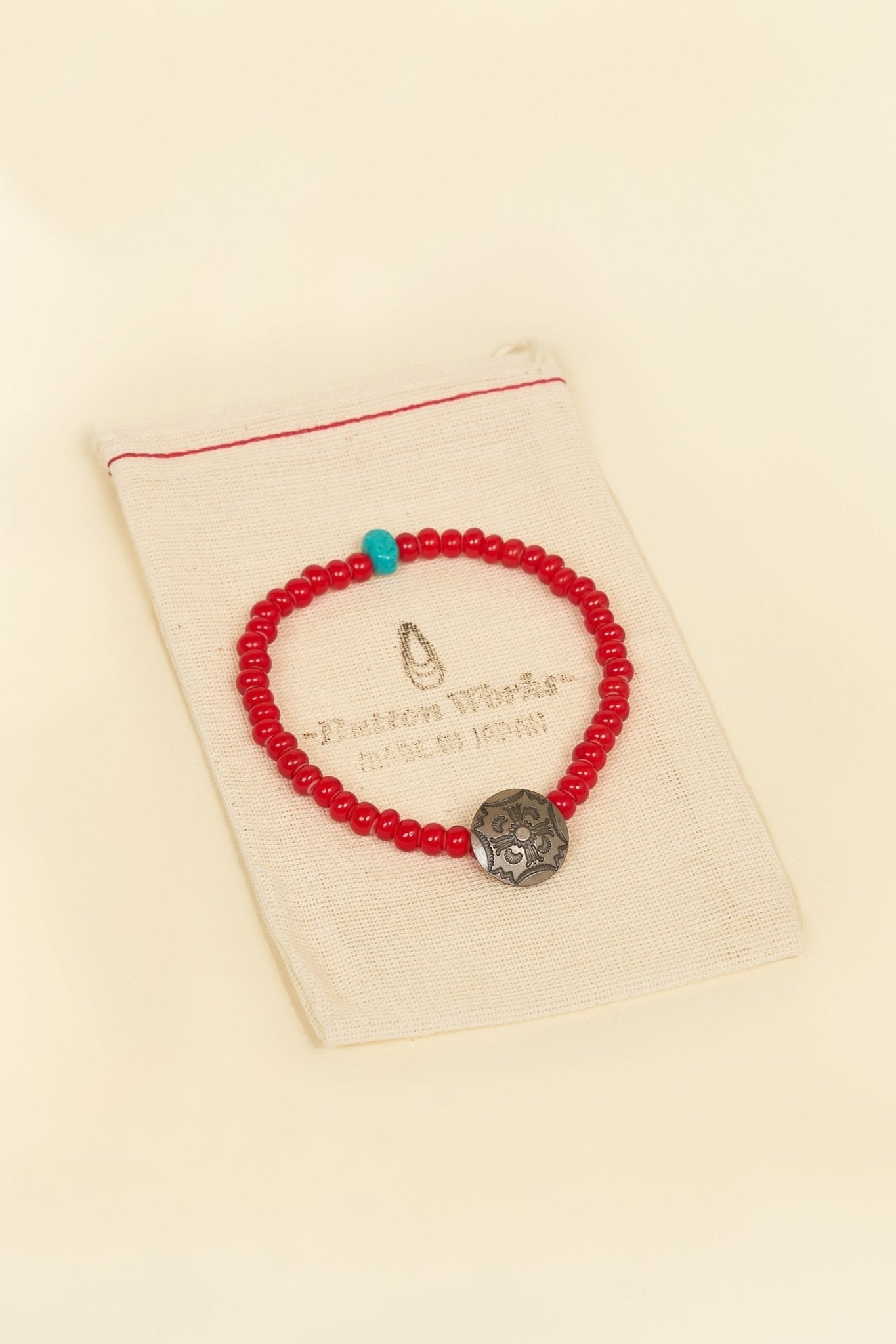 Button Works White Hearts Concho Bracelet No 3. - Red -Button Works - URAHARA