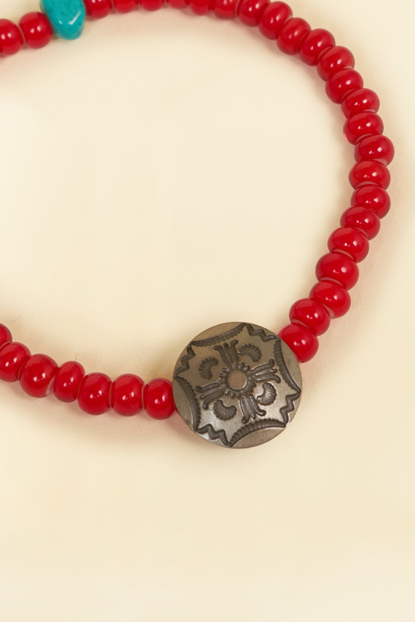 Button Works White Hearts Concho Bracelet No 3. - Red -Button Works - URAHARA