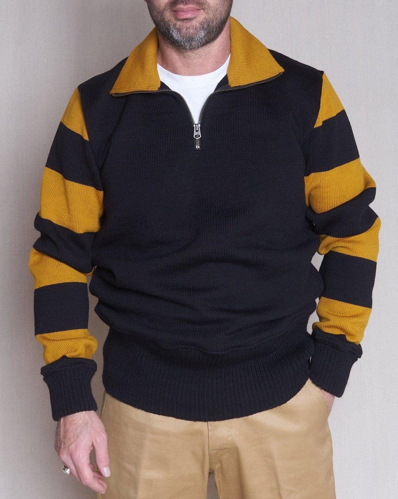 Dehen Motorcycle Sweater - Black / Gold -Dehen - URAHARA