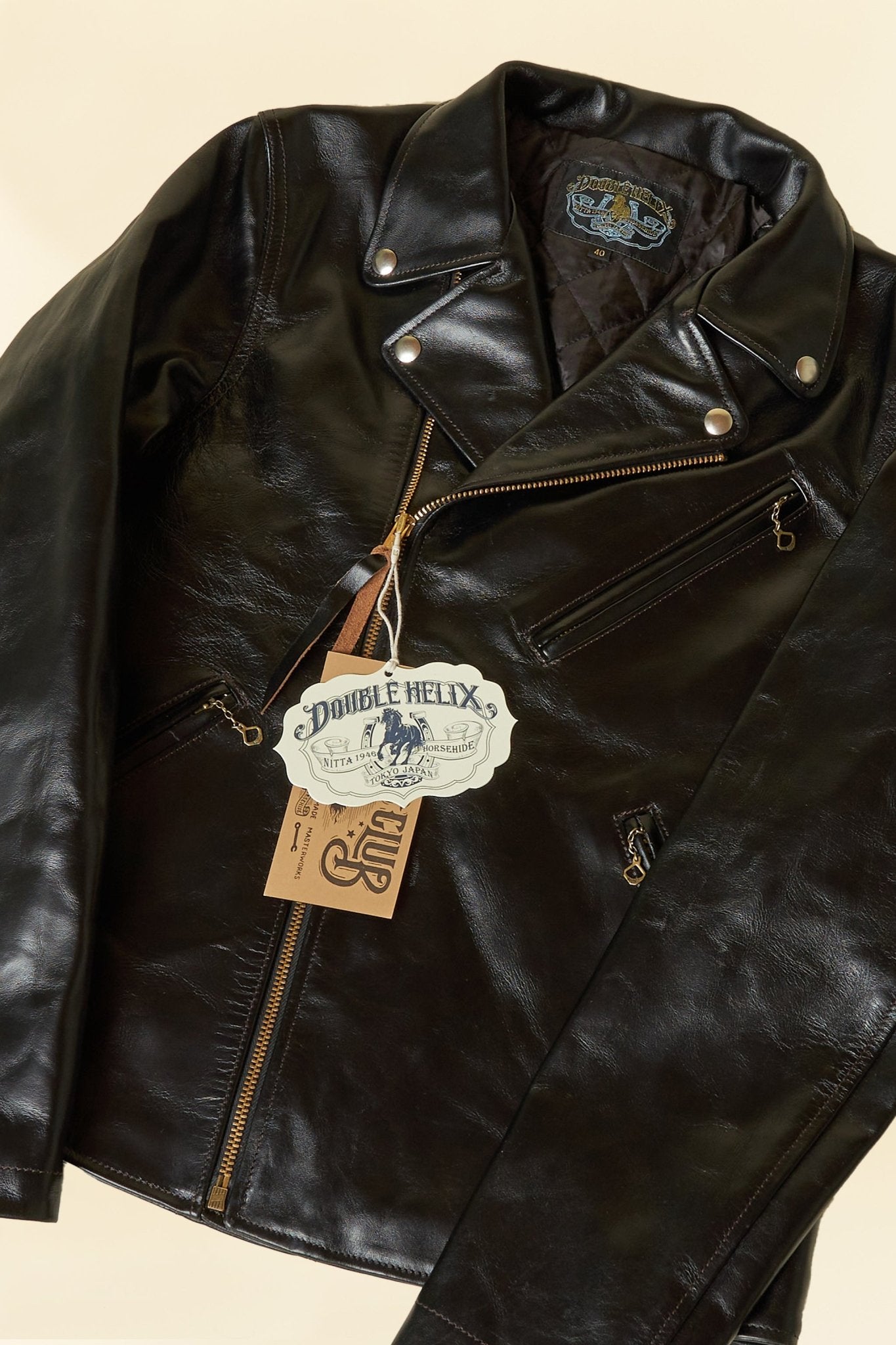 Double Helix 'Deviant' Horsehide Leather Jacket - Black -Double Helix - URAHARA