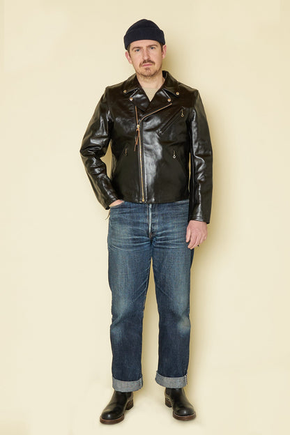 Double Helix 'Deviant' Horsehide Leather Jacket - Black -Double Helix - URAHARA