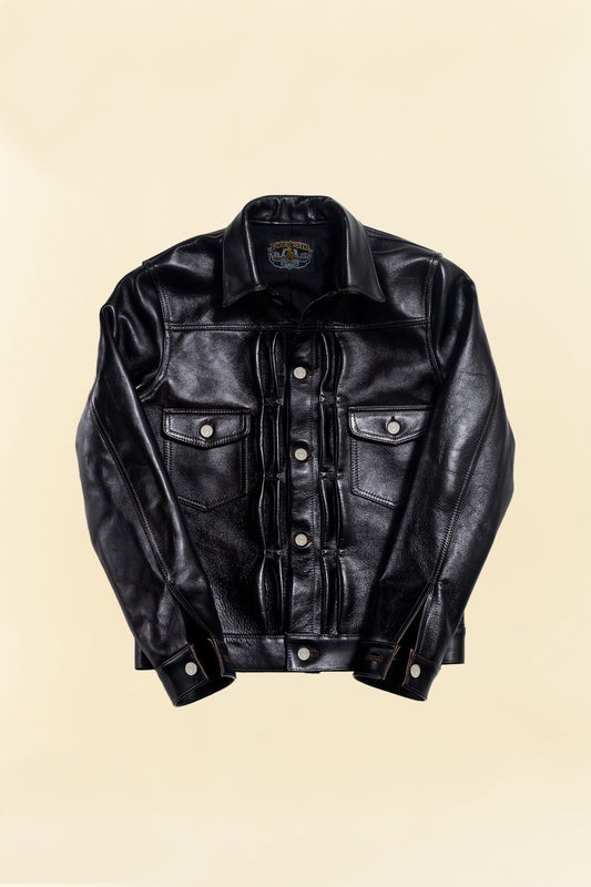 Double Helix 'Gold Digger' Type 2 Horsehide Leather Jacket - Black -Double Helix - URAHARA