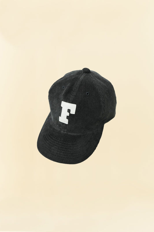 Fullcount 6 Panel Cords Baseball Cap 'F' Patch - Black -Fullcount - URAHARA