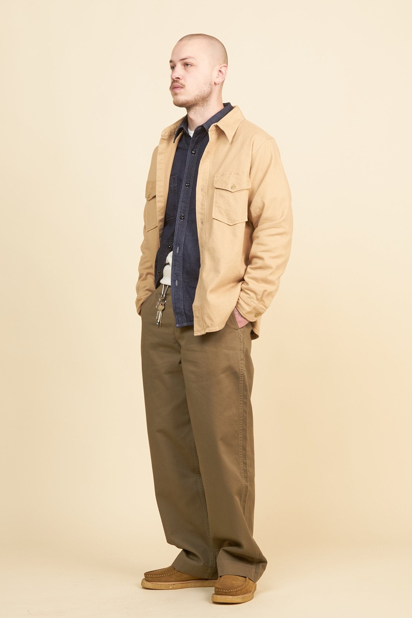 Fullcount Cotton Wool CPO Shirt - Beige -Fullcount - URAHARA