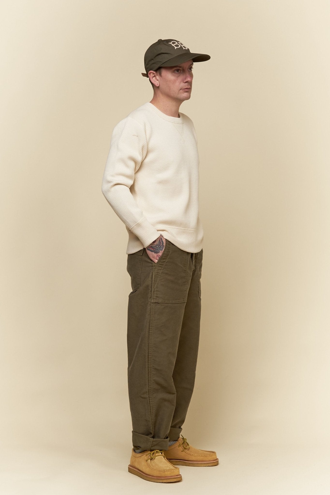 Fullcount French Moleskin Utility Trouser - Olive -Fullcount - URAHARA