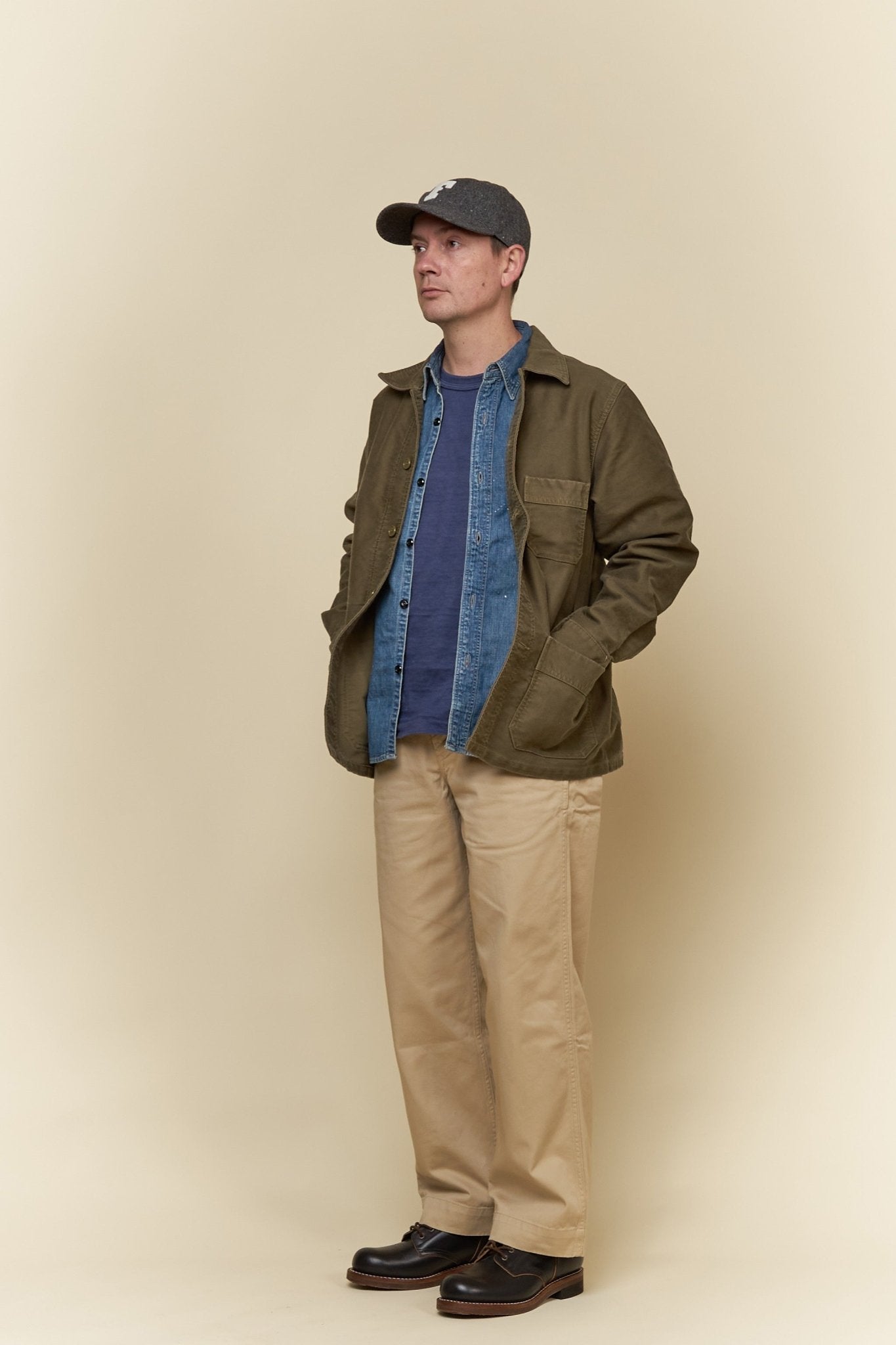 Fullcount French Moleskin Work Jacket - Olive -Fullcount - URAHARA