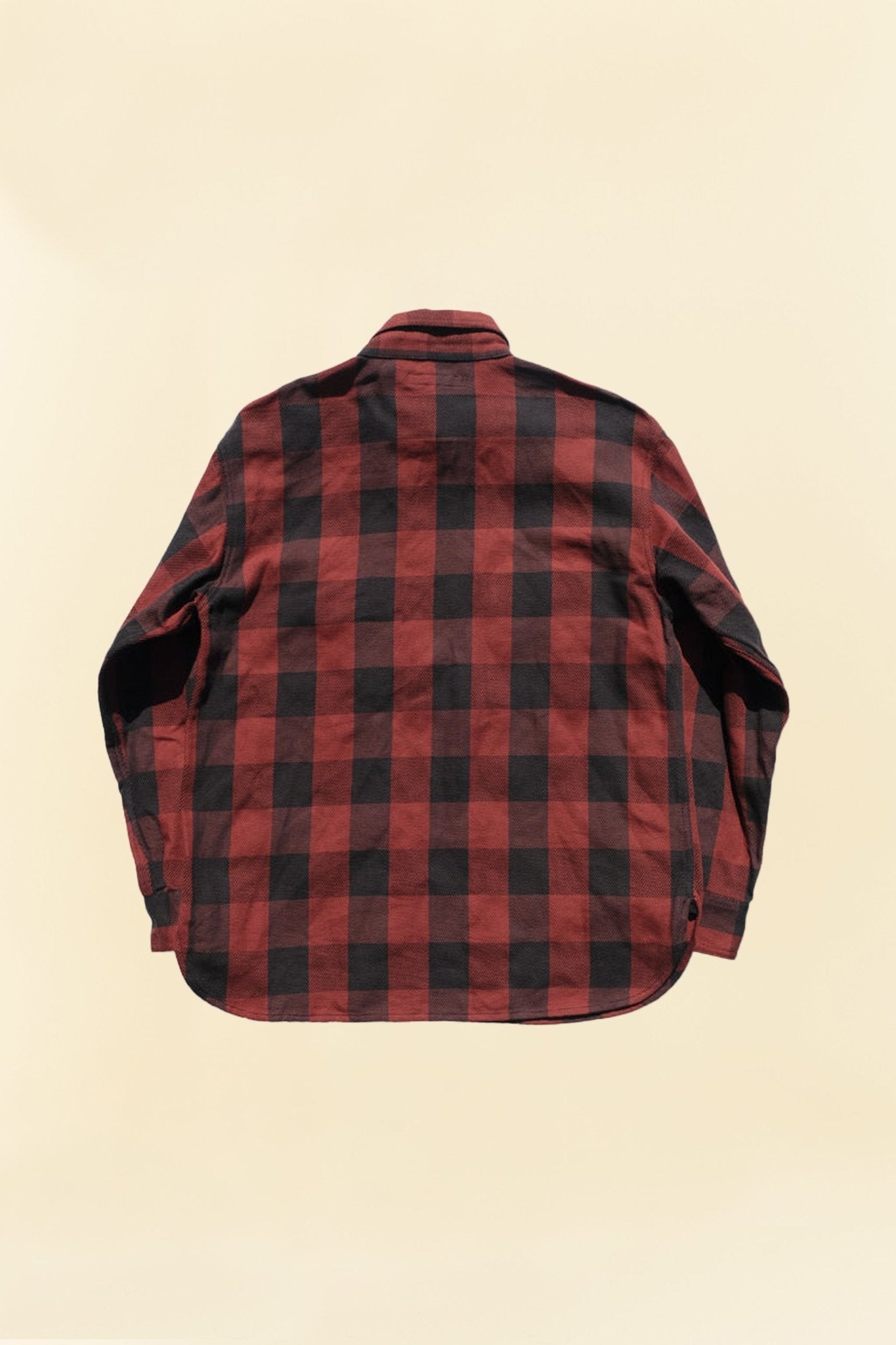 Fullcount Half Zip Pullover Classic Buffalo Check Flannel Shirt - Burgundy -Fullcount - URAHARA