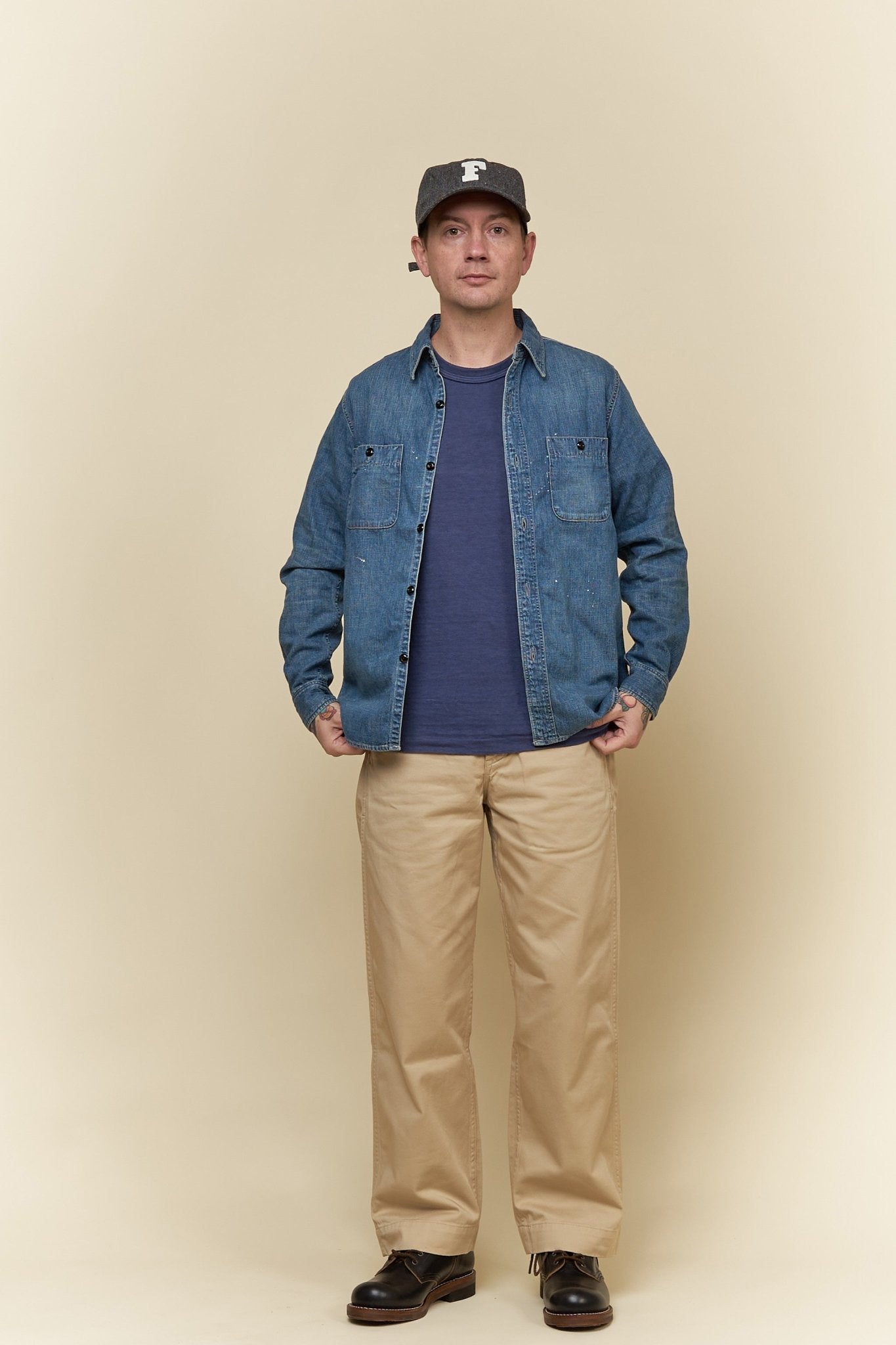 Fullcount Heavy Weight Denim Work Shirt - Indigo -Fullcount - URAHARA