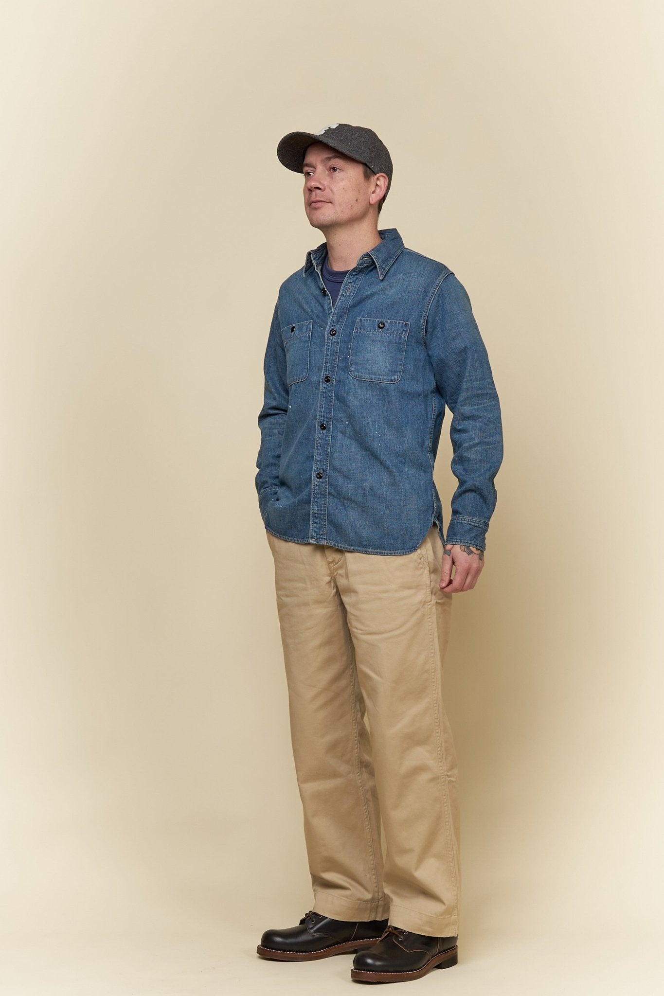 Fullcount Heavy Weight Denim Work Shirt - Indigo -Fullcount - URAHARA