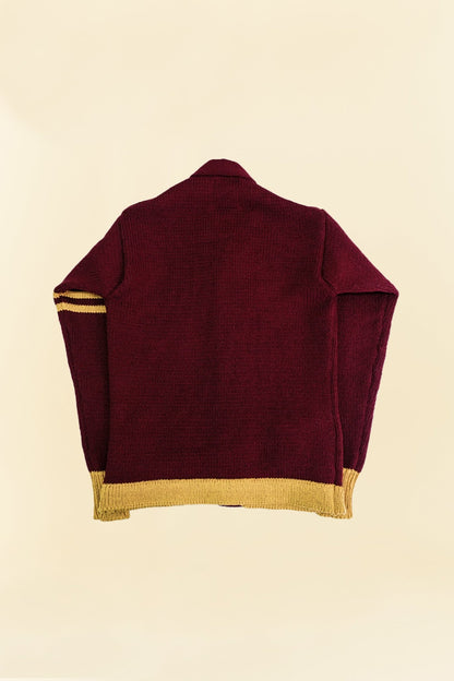 Fullcount Husk Wool Letterman Cardigan - Burgundy -Fullcount - URAHARA