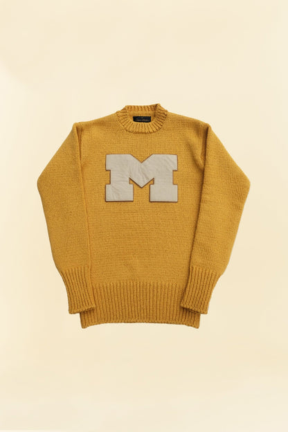 Fullcount Husk Wool Letterman School Sweater - Mustard -Fullcount - URAHARA