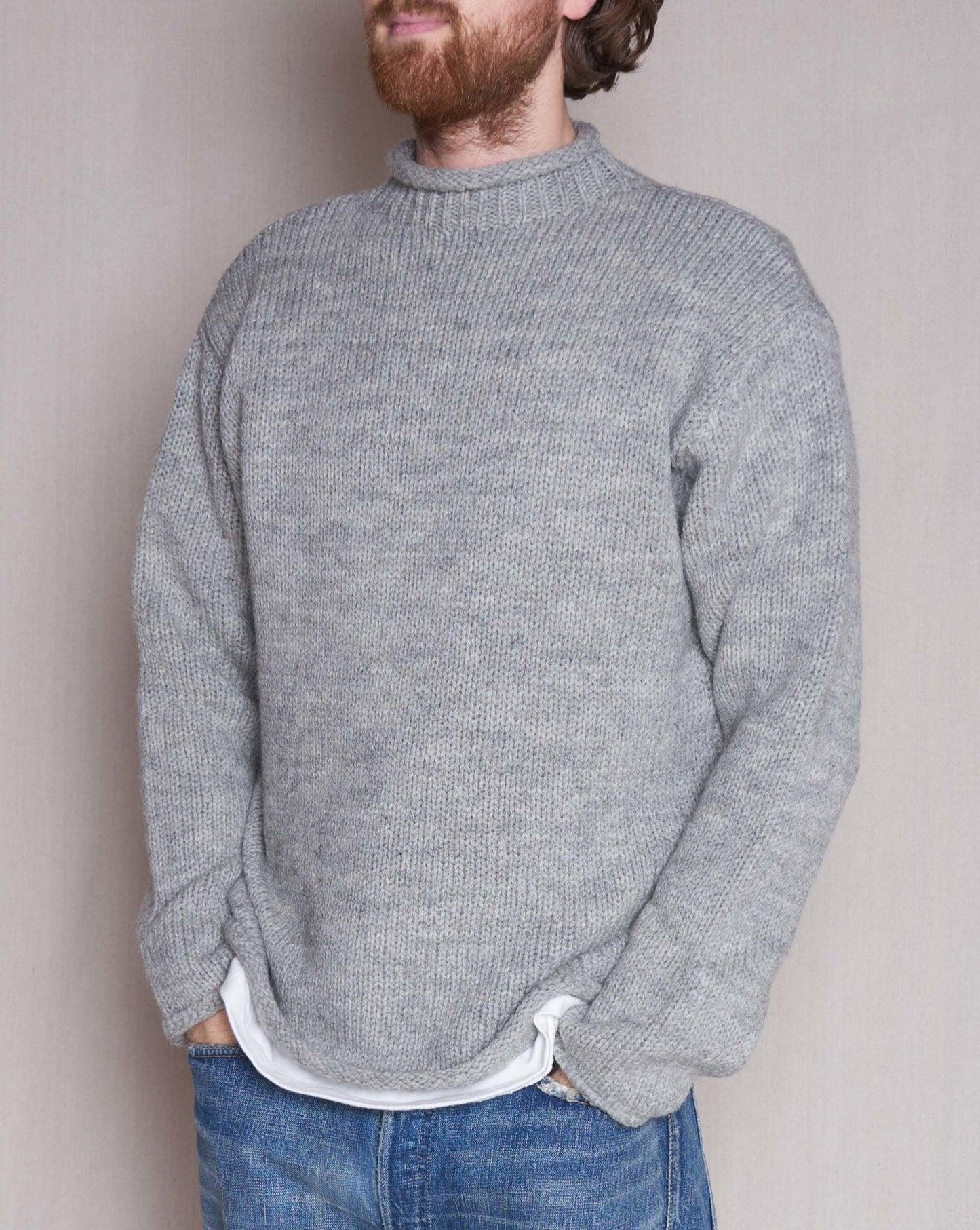 Fullcount Old Fisherman Wool Sweater - Heather Grey -Fullcount - URAHARA