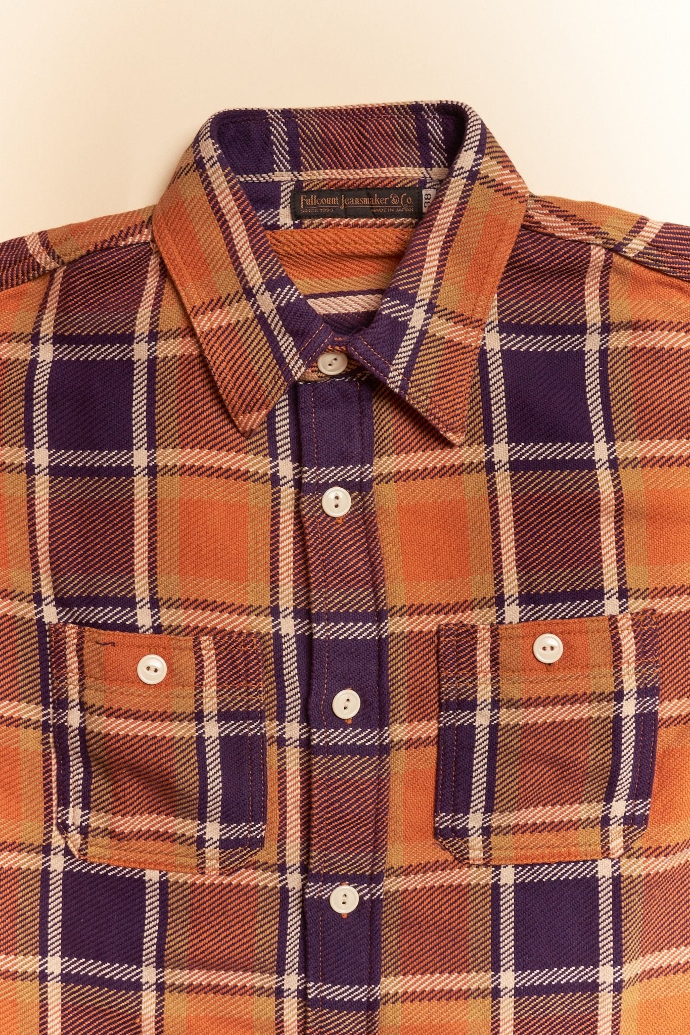 Fullcount Original Check Cotton Flannel Shirt - Dull Orange -Fullcount - URAHARA