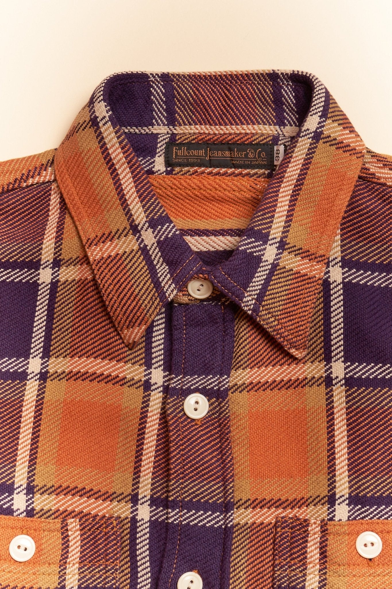 Fullcount Original Check Cotton Flannel Shirt - Dull Orange -Fullcount - URAHARA